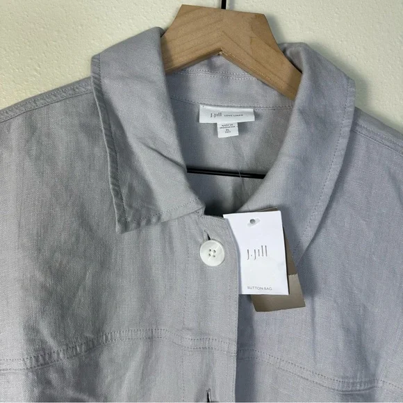 J.Jill Zinc Love Linen Oversized Button Down Tunic Shirt XL Tall - Picture 2 of 6
